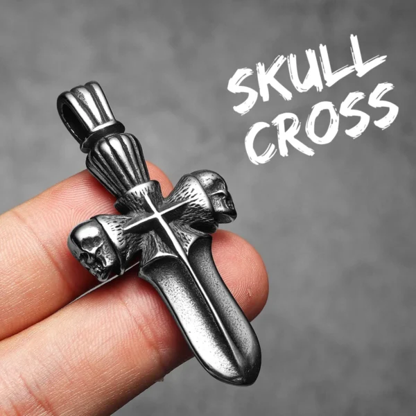 S103cf376d108443a9ea3697b5dd28319D-2.webp Cross Skull Sword Men Necklaces Stainless Steel Pendant Chain Women Fashion Jewelry Punk New In Accessories Gifts Wholesale
