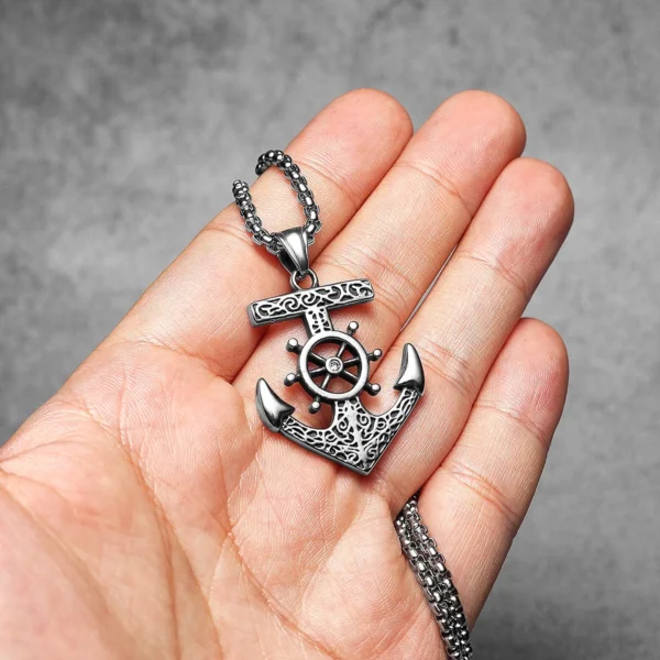 S12b14c708e0e48b98d57fa8f478395d1E.webp Anchor Sailor Rudder Men Necklaces Stainless Steel Pendant Chain Women Fashion Jewelry Punk New In Accessories Gifts Wholesale