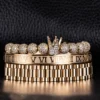 3pcs Luxury Micro Pave CZ Crown Roman Numeral Bracelet  Watch Band Stainless Steel Dudes Rollie Macrame Wristbands Men Jewelry