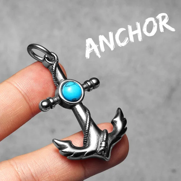 S17e8ba49c81049b5b28ac29a2fa3ed83G.webp Anchor Turquoise Men Necklaces Stainless Steel Pendant Chain Women Fashion Jewelry Punk New In Accessories Gifts Wholesale