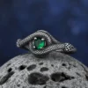 2023 New Vintage 316L Stainless Steel 3D Snake Ring With Green Stone Animal Fashion jewelry For Man Women Boyfriend Gift