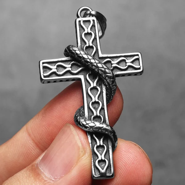 S1aaf36928d23434da583e21a2ed81e3dh-3.webp Cross Snake Men Necklaces Stainless Steel Pendant Chain Women Simple Fashion Jewelry Punk Amulets Accessories Gifts Wholesale