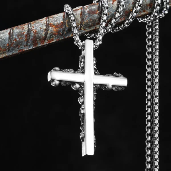 S1b432beba7fd442aa7f1b3f45576fc4cA-3.webp Skull Cross Men Necklaces Stainless Steel Pendant Chain Women Fashion Jewelry Punk Unique New In Accessories Gifts Wholesale