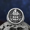 2024 New fashion 316L Stainless Steel Yellow Jambhala Ring For Man High Polished Buddhist Kylin Anel Religious Amulet Jewelry