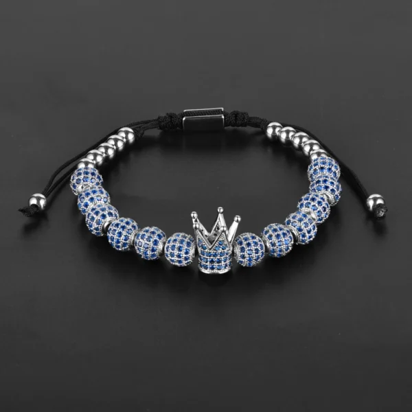S21a72573f1c14586888e7690c8690698x.webp New Blue Zircon Bracelets Men Jewelry CZ Imperial Crown Charm 8mm Round Braided Macrame Men Cuff Bracelet Pulseira Feminina