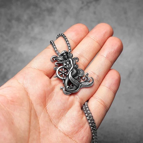 S21d251c659bc4ad7917c3d27fd5510a8A.webp Mermaid Rudder Sailor Men Necklaces Stainless Steel Pendant Chain Women Fashion Jewelry Punk New In Accessories Gifts Wholesale