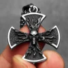 Flame Skull Cross Men Necklaces Stainless Steel Pendant Chain Women Fashion Jewelry Punk Gothic Accessories Gifts Wholesale