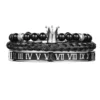 Luxury Set Crown Charm Gold Color Skull Bracelet Stainless Steel Men Black Enamel Roman Number Bangles Europe Couple Jewelry
