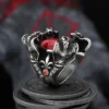 Punk Rock New Dropshipping 316L Stainless Steel Animal Snake Ring With Red Stone For Man Women Party Gift