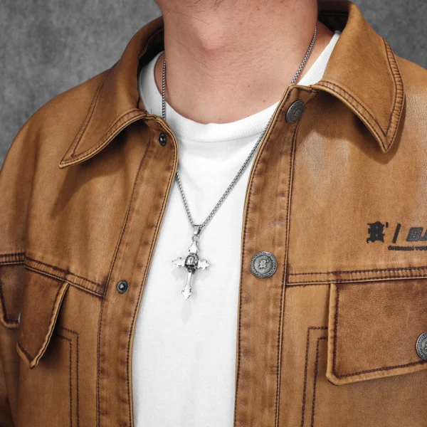 S29e09403d8d3457f9822ecff33b92984v-3.webp Simple Skull Cross Men Necklaces Stainless Steel Pendant Chain Women Fashion Jewelry Punk New In Accessories Gifts Wholesale
