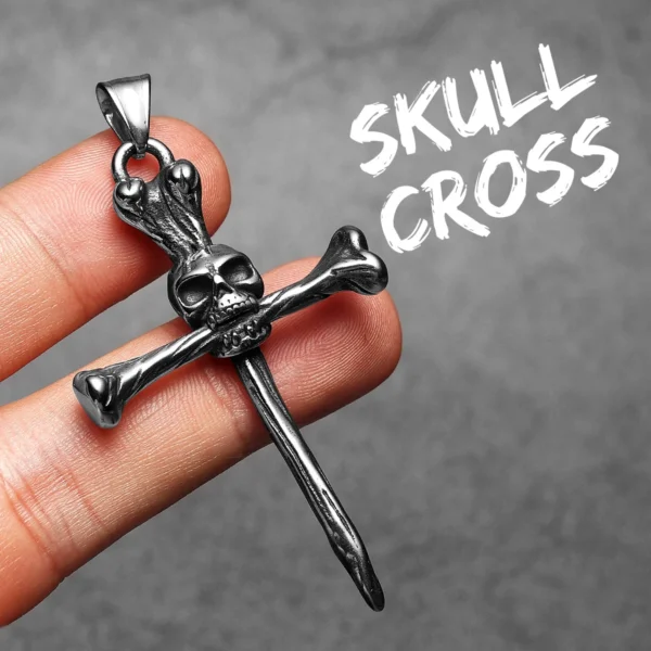 S2dabd16a190b4fcc8bccfa34e61e8209j.webp Skull Bone Cross Men Necklaces Stainless Steel Pendant Chain Women Fashion Charm Jewelry Punk New In Accessories Gifts Wholesale