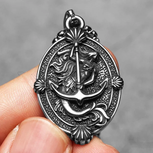S2f714384787f43a18f33c05434cc2fbf0.webp Anchor Mermaid Amulets Men Necklaces Stainless Steel Pendant Chain Women Fashion Jewelry Punk New In Accessories Gifts Wholesale