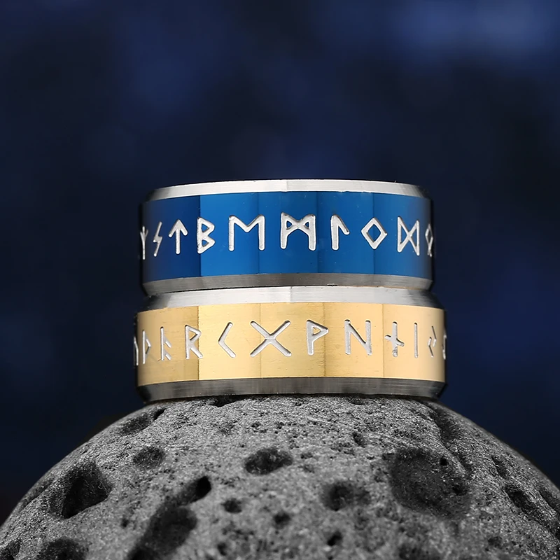 Carbide Anillos for Men Stress Release Accessory Classic Stainless Steel Wedding Band Casual Viking Rune Sport Jewelry OSR1070