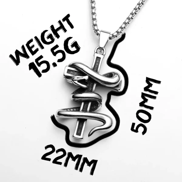 S307acde5e7b945059ebf856fb0e1af283.webp Snake Around Cross Men Necklaces Stainless Steel Pendant Chain Women Fashion Simple Jewelry Punk New Accessories Gifts Wholesale