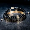Luxury Set Crown Charm Gold Color Skull Bracelet Stainless Steel Men Black Enamel Roman Number Bangles Europe Couple Jewelry