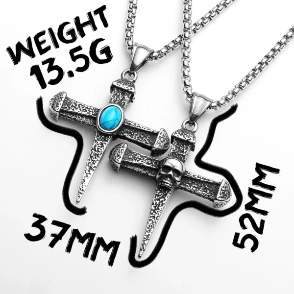 S374146fb63f94e3eaa87d2de0c0874e3x-1.webp Skull Turquoise Cross Men Necklaces Stainless Steel Pendant Chain Women Fashion Jewelry Double Side Accessories Gifts Wholesale