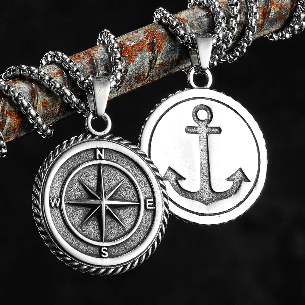 Compass Anchor Men Necklaces Stainless Steel Pendant Chain Women Fashion Jewelry Punk New In Accessories Gifts Wholesale