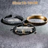 Luxury Set Crown Charm Gold Color Skull Bracelet Stainless Steel Men Black Enamel Roman Number Bangles Europe Couple Jewelry