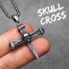 Skull Turquoise Cross Men Necklaces Stainless Steel Pendant Chain Women Fashion Jewelry Double Side Accessories Gifts Wholesale