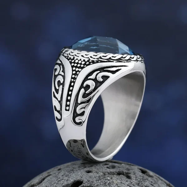 S4450845fff284094995bc431c0001f54z.webp Stainless Steel Jewelry Ring Men Blue Stone Rings 2024 Trend Charm Fashion Male Women Finger Band Engagement Wedding Gift