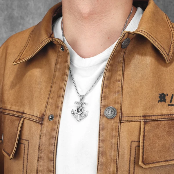 S45c460e316da48d7b268919fea2abe63u.webp Anchor Sailor Rudder Men Necklaces Stainless Steel Pendant Chain Women Fashion Jewelry Punk New In Accessories Gifts Wholesale