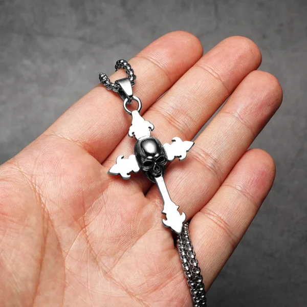 S4b5584007dca40e788ecc8cd0e1f73e2e-3.webp Simple Skull Cross Men Necklaces Stainless Steel Pendant Chain Women Fashion Jewelry Punk New In Accessories Gifts Wholesale