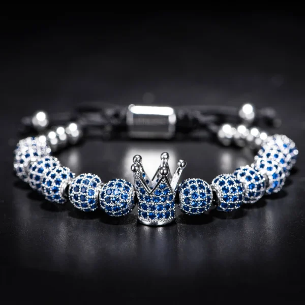 S5324d3c81743491abe555d22d574023ff.webp New Blue Zircon Bracelets Men Jewelry CZ Imperial Crown Charm 8mm Round Braided Macrame Men Cuff Bracelet Pulseira Feminina