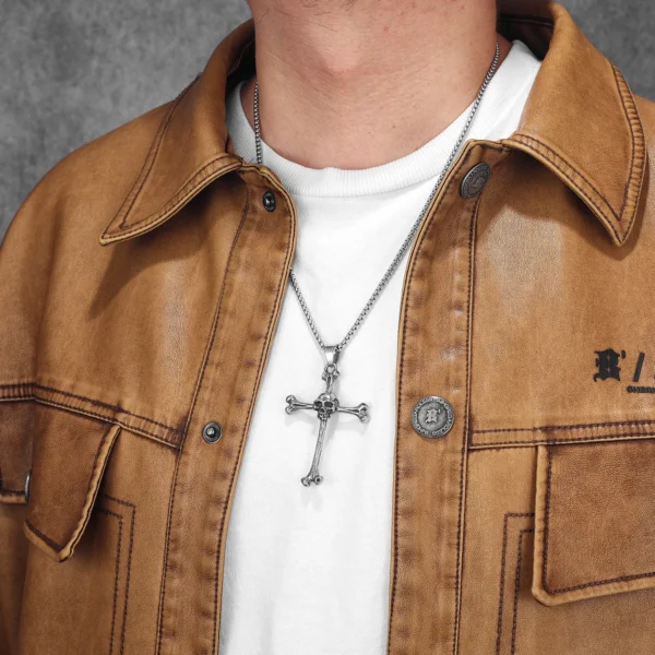 S5b3f13d8bae64878ad7dd6e0d3600105H-1.webp Skull Bone Cross Men Necklaces Stainless Steel Pendant Chain Women Fashion Charm Jewelry Punk New In Accessories Gifts Wholesale