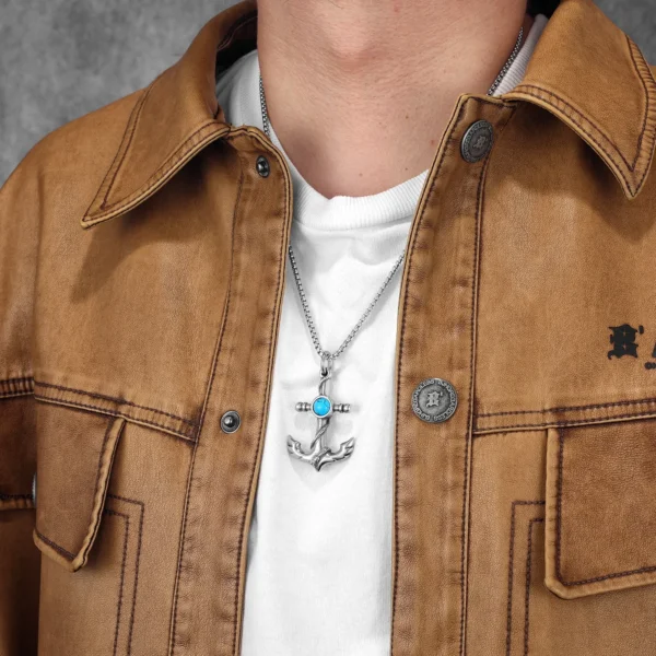 S5d62cf4102da47348d4918fc476b22f3Y.webp Anchor Turquoise Men Necklaces Stainless Steel Pendant Chain Women Fashion Jewelry Punk New In Accessories Gifts Wholesale