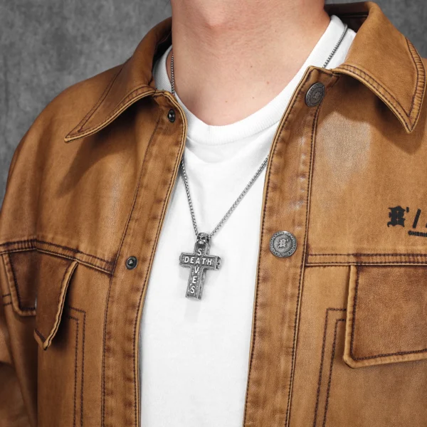 S5e07960a300c42128e72938a0689e87cq.webp Death Saves Skull Cross Men Necklaces Stainless Steel Pendant Chain Women Fashion Jewelry Punk Gothic Accessories Gift Wholesale