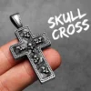 Skull Texture Cross Men Necklaces Stainless Steel Pendant Chain Women Fashion Jewelry Punk New In Accessories Gifts Wholesale