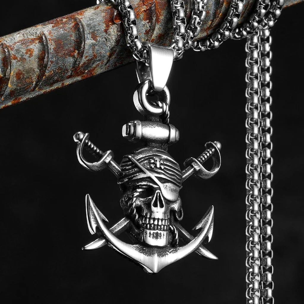 Pirate Skull Anchor Men Necklaces Stainless Steel Pendant Chain Women Fashion Jewelry Punk New In Accessories Gifts Wholesale