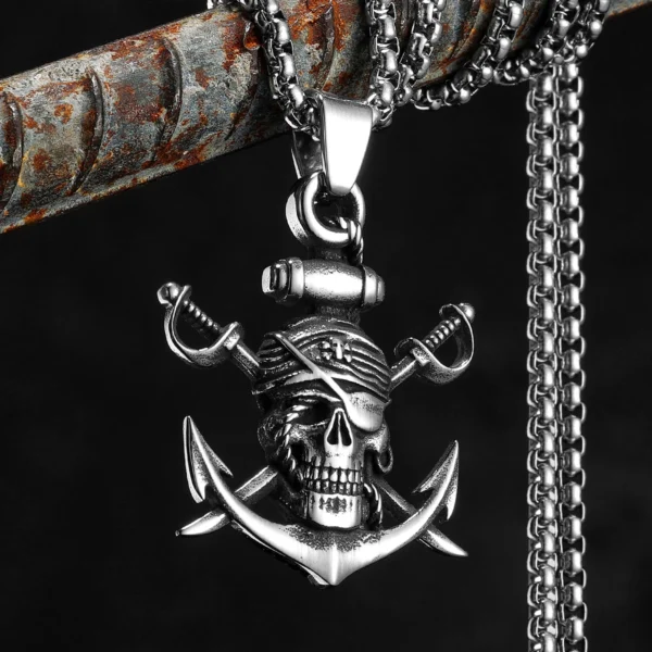 S5e538a65e3884a9dbe199126a8d318f7h.webp Pirate Skull Anchor Men Necklaces Stainless Steel Pendant Chain Women Fashion Jewelry Punk New In Accessories Gifts Wholesale