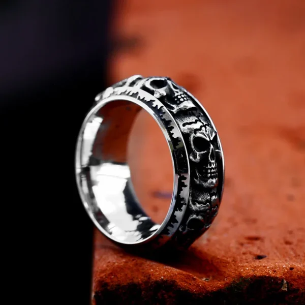 S668a7f68fb3a4c70b4a024059ede6080o.webp BEIER 2024 New Fashion 316L Stainless Steel Punk Spinning Skull Ring Unique Men's Ring Biker Gothic Jewelry