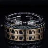 Luxury Set Bracelets Men Double Leopard head Handmade Enamel Roman Numeral Bangles Rope Buckle Stone Beads Jewelry Dropshipping