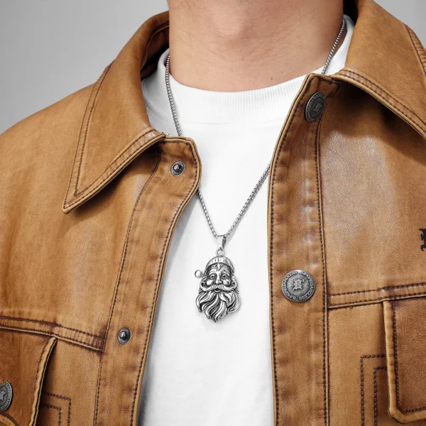 S7636b90e48b04c9395452e3b7bf4b518j-1.webp Merry Christmas Santa Claus Men Necklaces Stainless Steel Pendant Chain Women Fashion Jewelry Punk Accessories Gifts Wholesale