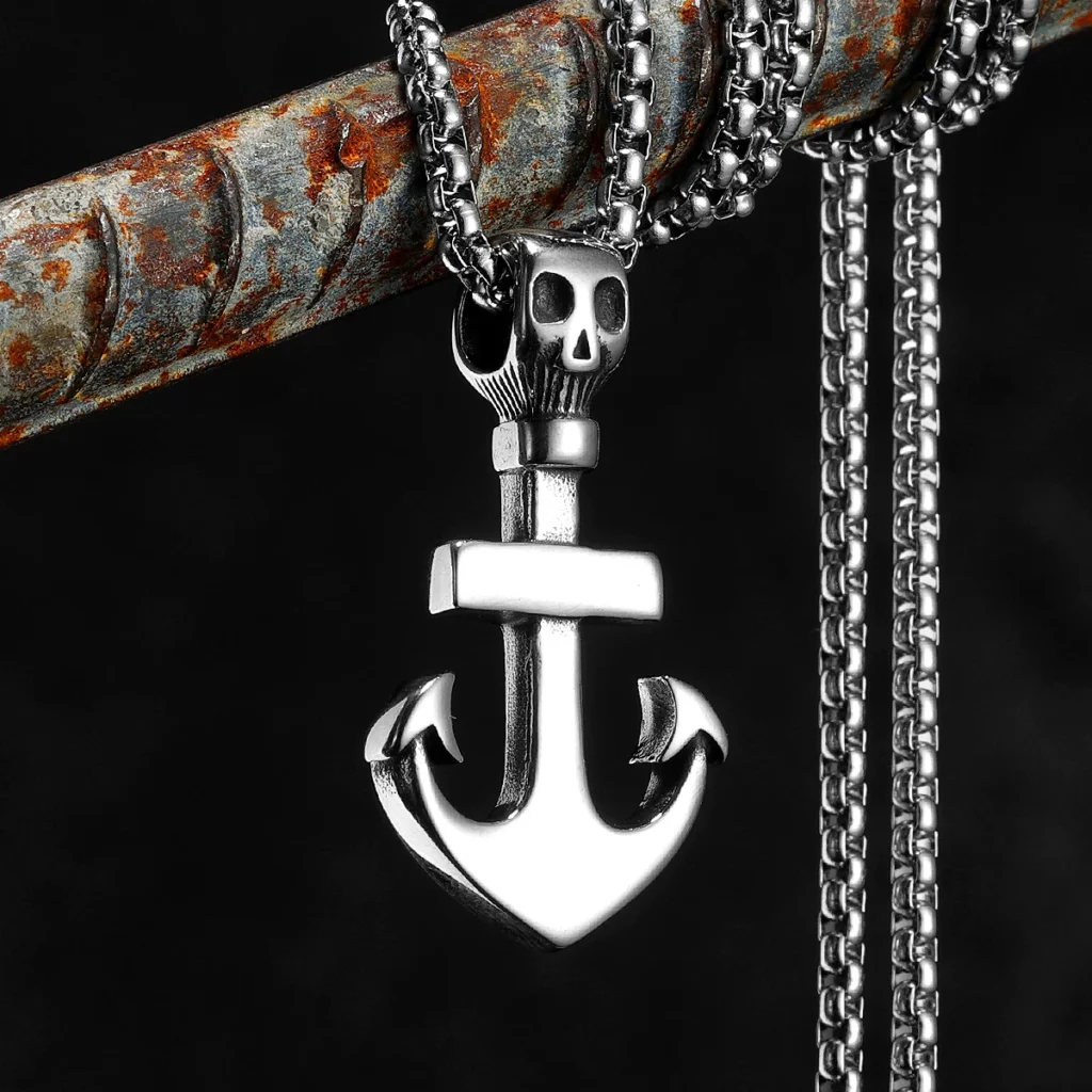 Simple Skull Anchor Men Necklaces Stainless Steel Pendant Chain Women Fashion Jewelry Punk New In Accessories Gifts Wholesale