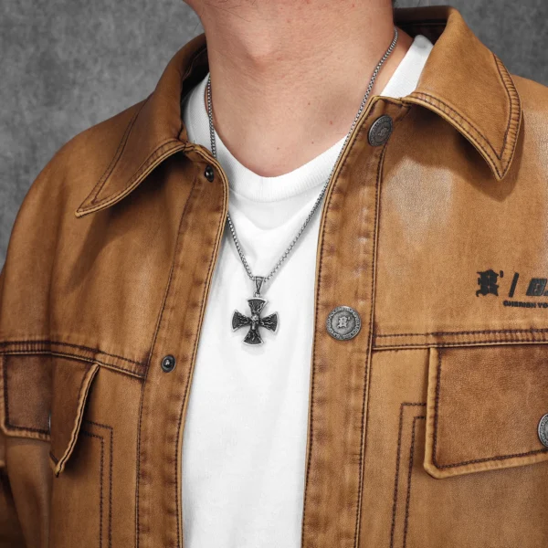 S7e83fc2801694981bc5a08ec701a81c9P-1.webp Flame Skull Cross Men Necklaces Stainless Steel Pendant Chain Women Fashion Jewelry Punk Gothic Accessories Gifts Wholesale