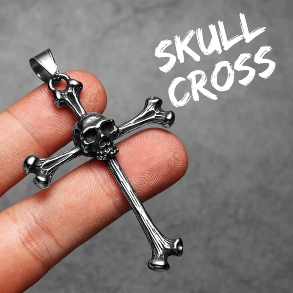 S7fa892c6b7ab498190fb4cc5b76064916.webp Skull Bone Cross Men Necklaces Stainless Steel Pendant Chain Women Fashion Charm Jewelry Punk New In Accessories Gifts Wholesale