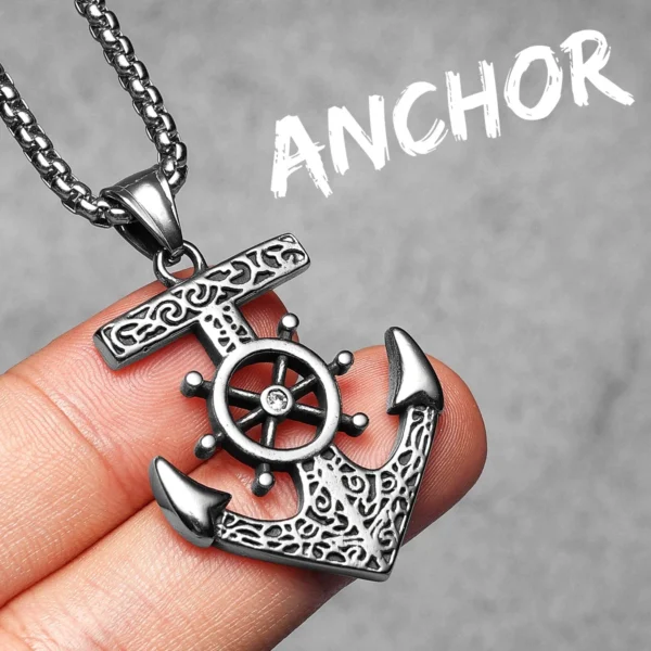 S81a0da46b08446de81f06621cb5625ceu.webp Anchor Sailor Rudder Men Necklaces Stainless Steel Pendant Chain Women Fashion Jewelry Punk New In Accessories Gifts Wholesale