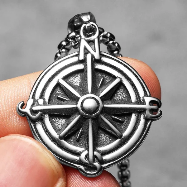 S8584baa033964498bcffe9a731face8bG.webp Simple Compass Amulets Men Necklaces Stainless Steel Pendant Chain Women Fashion Jewelry Punk New In Accessories Gifts Wholesale