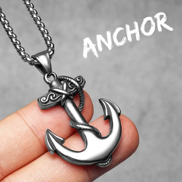 S8814200bd9cb45b488473727ec542445p.webp Pirate Anchor Stainless Steel Jewelry Men Simple Necklaces with Pendant for Male Women Punk Hip Hop Accessories Gifts Wholesale