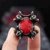 Punk Rock New Dropshipping 316L Stainless Steel Animal Snake Ring With Red Stone For Man Women Party Gift