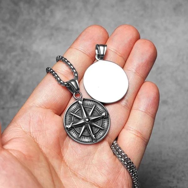 S89310e8b38aa4656b316b1ffcf19f77ay.webp Compass Amulets Men Necklaces Stainless Steel Pendant Chain Women Fashion Jewelry Punk New In Accessories Gifts Wholesale