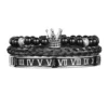 Luxury Set Crown Charm Gold Color Skull Bracelet Stainless Steel Men Black Enamel Roman Number Bangles Europe Couple Jewelry