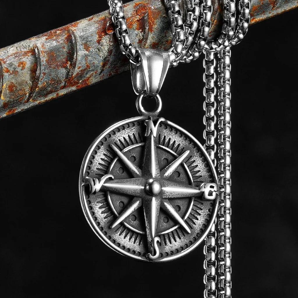 Compass Amulets Men Necklaces Stainless Steel Pendant Chain Women Fashion Jewelry Punk New In Accessories Gifts Wholesale