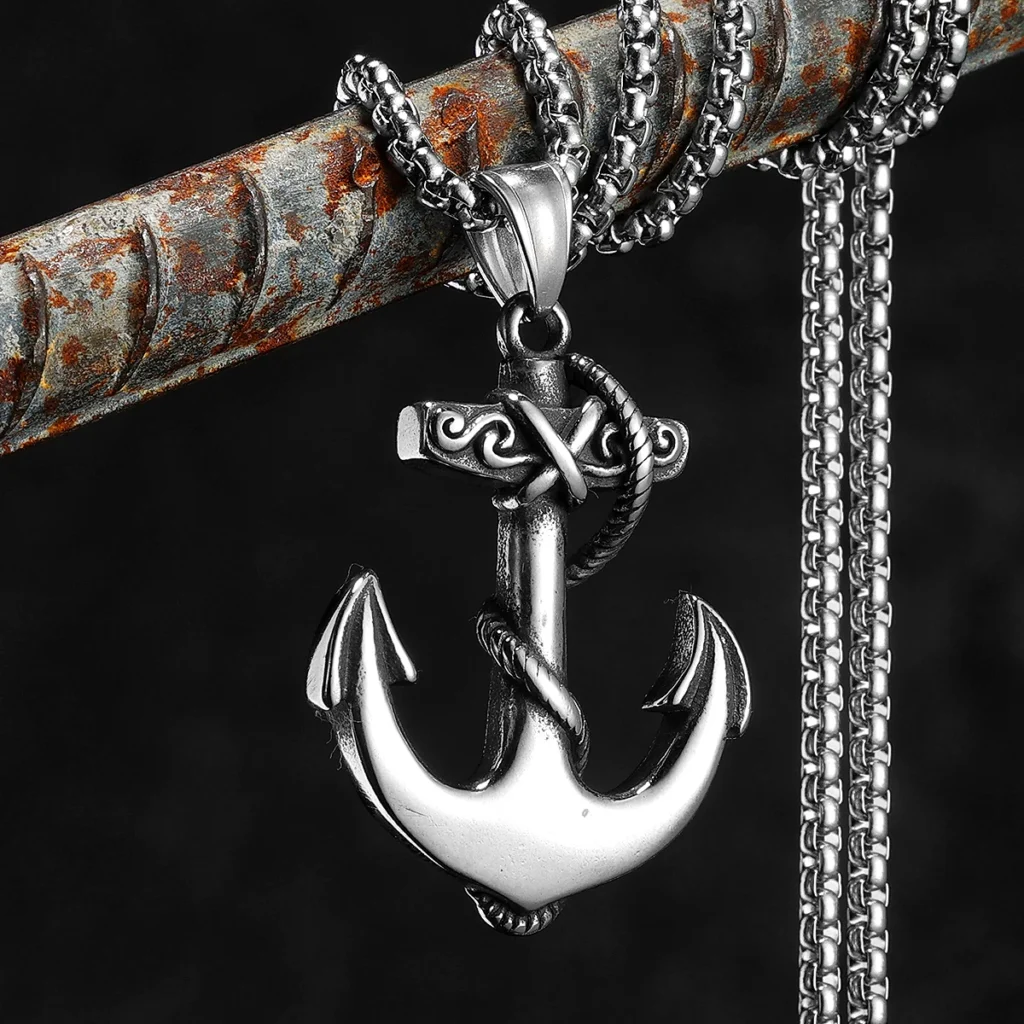Pirate Anchor Stainless Steel Jewelry Men Simple Necklaces with Pendant for Male Women Punk Hip Hop Accessories Gifts Wholesale