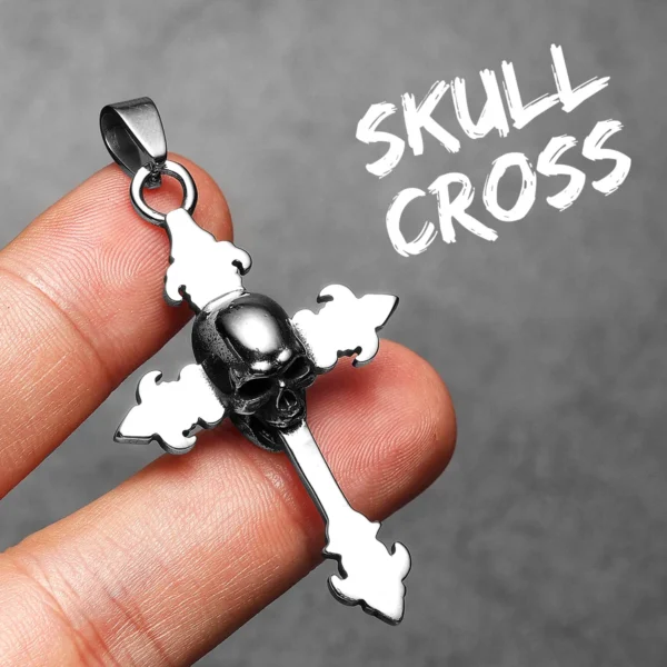 S94e28a0c9abe4b3fa580612416ab10c65.webp Simple Skull Cross Men Necklaces Stainless Steel Pendant Chain Women Fashion Jewelry Punk New In Accessories Gifts Wholesale