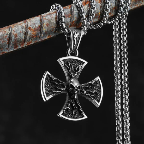 S9810367ab20b4c2aa78445c1db37945bB-3.webp Flame Skull Cross Men Necklaces Stainless Steel Pendant Chain Women Fashion Jewelry Punk Gothic Accessories Gifts Wholesale