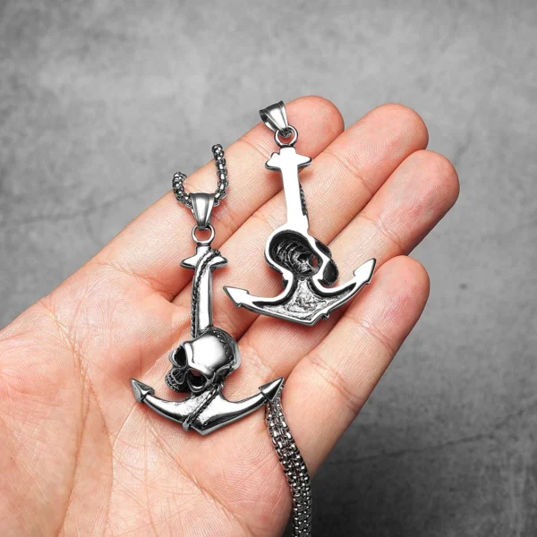 S9aec10ddf5d54aadbf2ef75d42d1bea1X.webp Skull Anchor Amulets Men Necklaces Stainless Steel Pendant Chain Women Fashion Jewelry Punk New In Accessories Gifts Wholesale